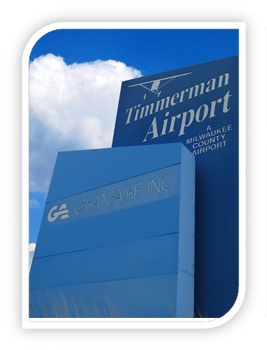 Timmerman Airport - a milwaukee county airport big blue sign